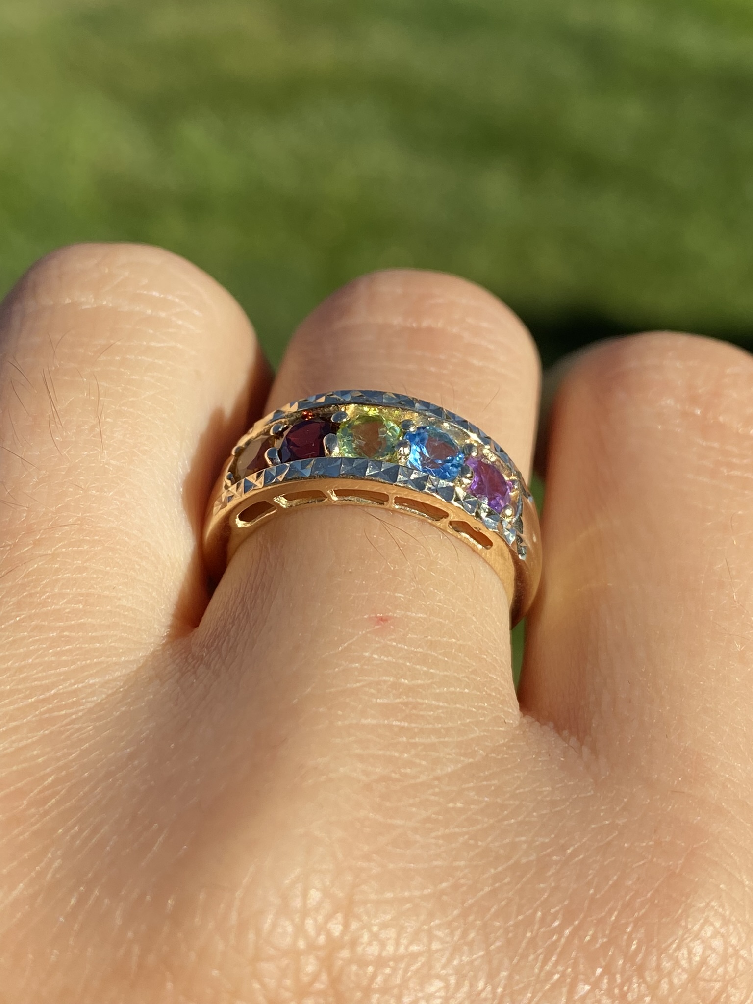 SOLD - The Lyleton: Ladies Yellow Gold Multi-stone Band - Image 11