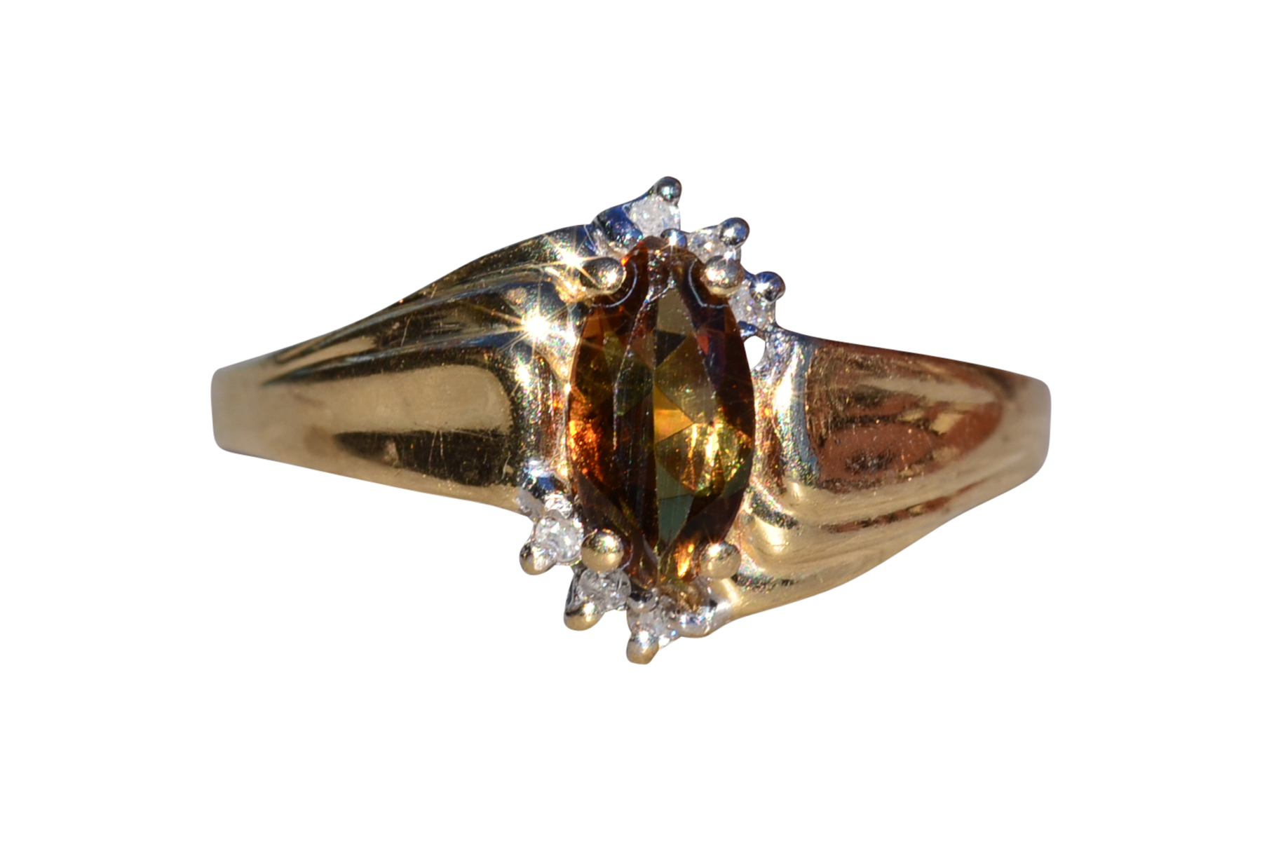 SOLD - The Kooskia: Ladies Vintage 14K Yellow Gold Andalusite and Diamond Ring