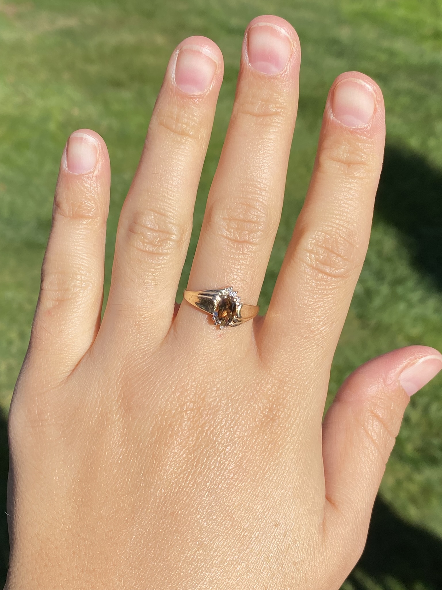 SOLD - The Kooskia: Ladies Vintage 14K Yellow Gold Andalusite and Diamond Ring - Image 8