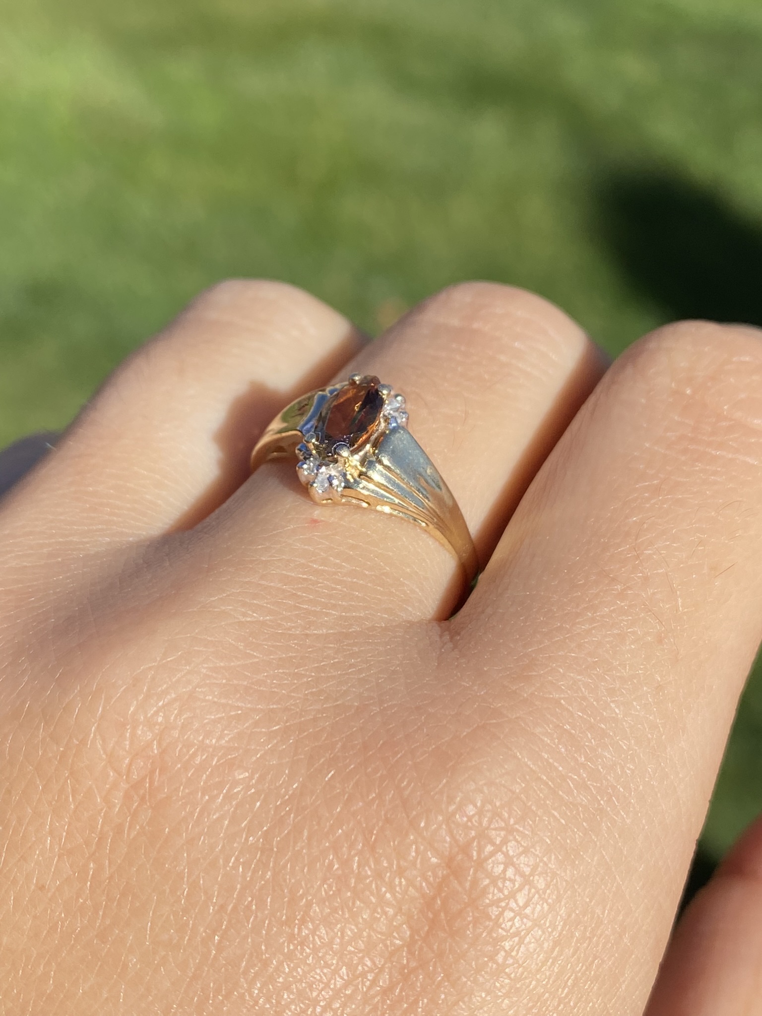 SOLD - The Kooskia: Ladies Vintage 14K Yellow Gold Andalusite and Diamond Ring - Image 10