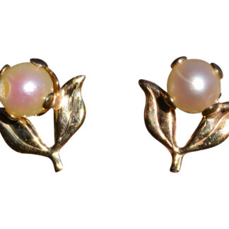 SOLD - The Looe: Yellow Gold Pearl Stud Earrings