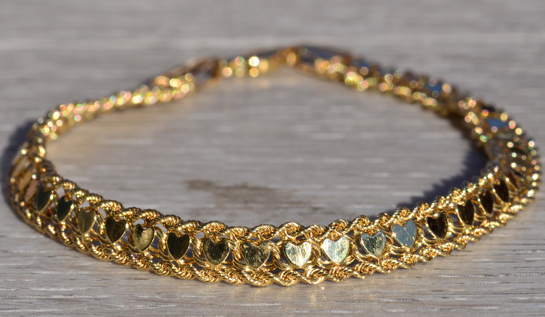 SOLD: The Sidmouth: Signed Yellow Gold Heart Bracelet - Image 2