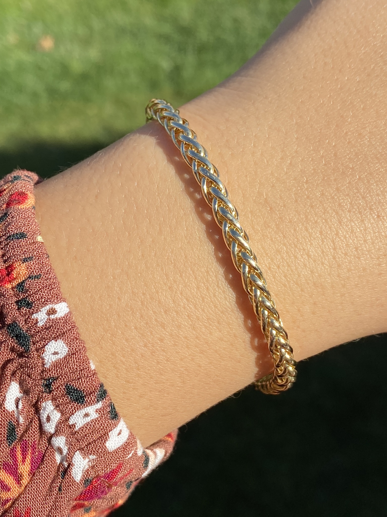 SOLD - The East Moxie: Ladies Italian Made 14K Yellow Gold Wheat Chain Bracelet - Image 5
