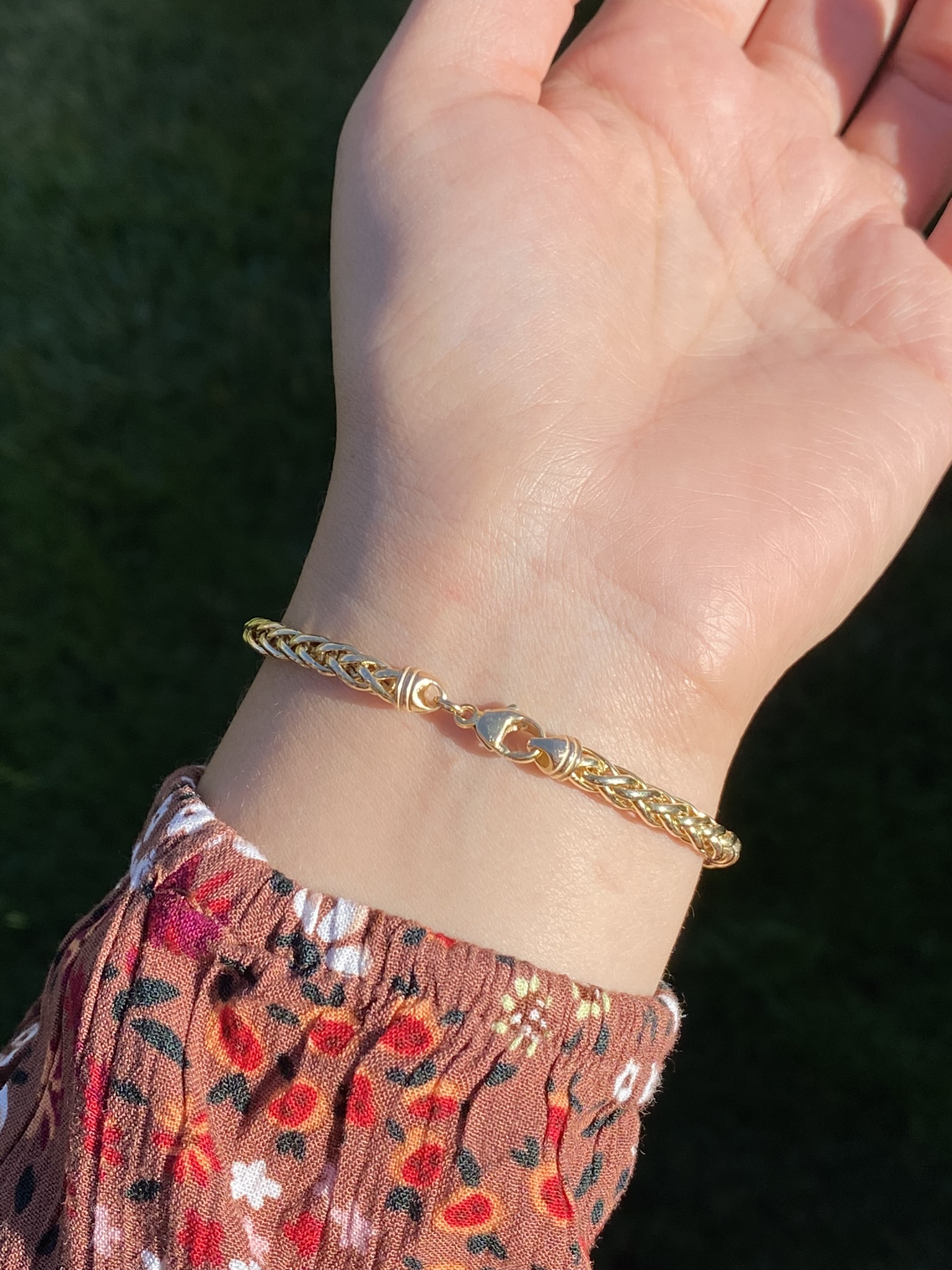 SOLD - The East Moxie: Ladies Italian Made 14K Yellow Gold Wheat Chain Bracelet - Image 6