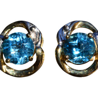 The Agrarios:  Ladies Yellow Gold Topaz and Diamond Stud Earrings
