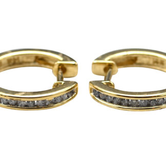 The Alvernons:  Ladies 14K Gold 5/8" Diamond Set Hoop Earrings