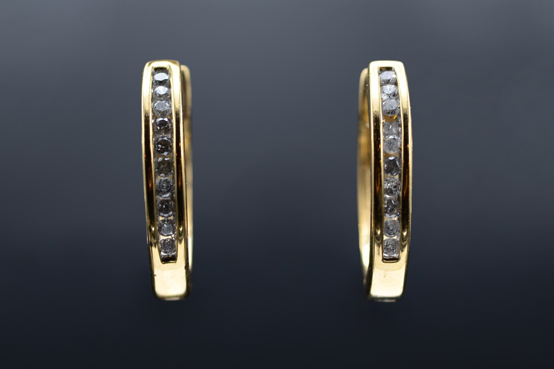 The Alvernons: Ladies 14K Gold 5/8" Diamond Set Hoop Earrings - Image 7