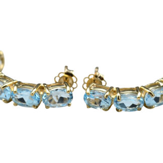 The Wascos:  Ladies Yellow Gold Topaz Set Half Hoop Earrings
