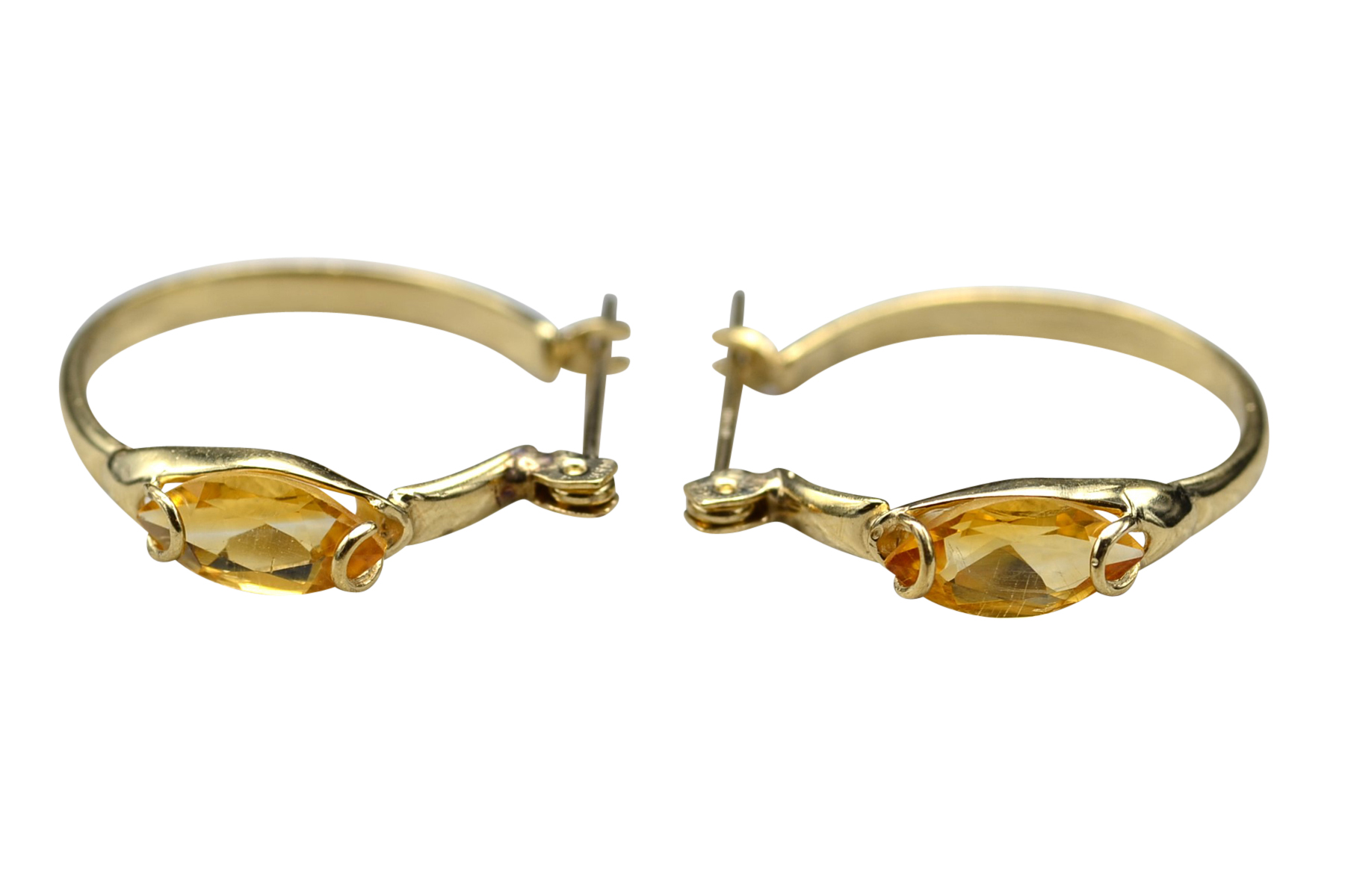 SOLD - The Nogales: Ladies 14K Yellow Gold Citrine Set Hoop Earrings
