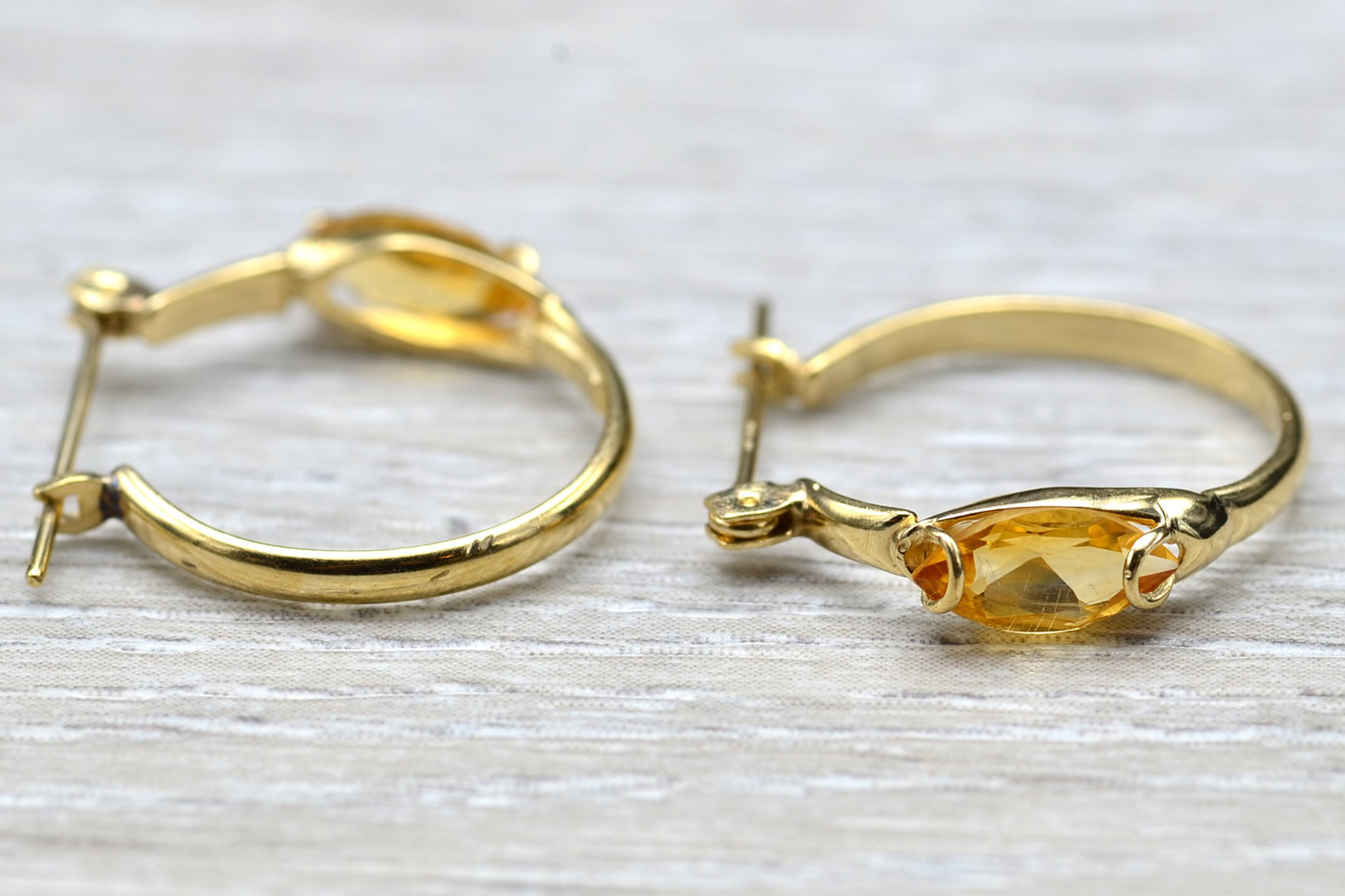 SOLD - The Nogales: Ladies 14K Yellow Gold Citrine Set Hoop Earrings - Image 4