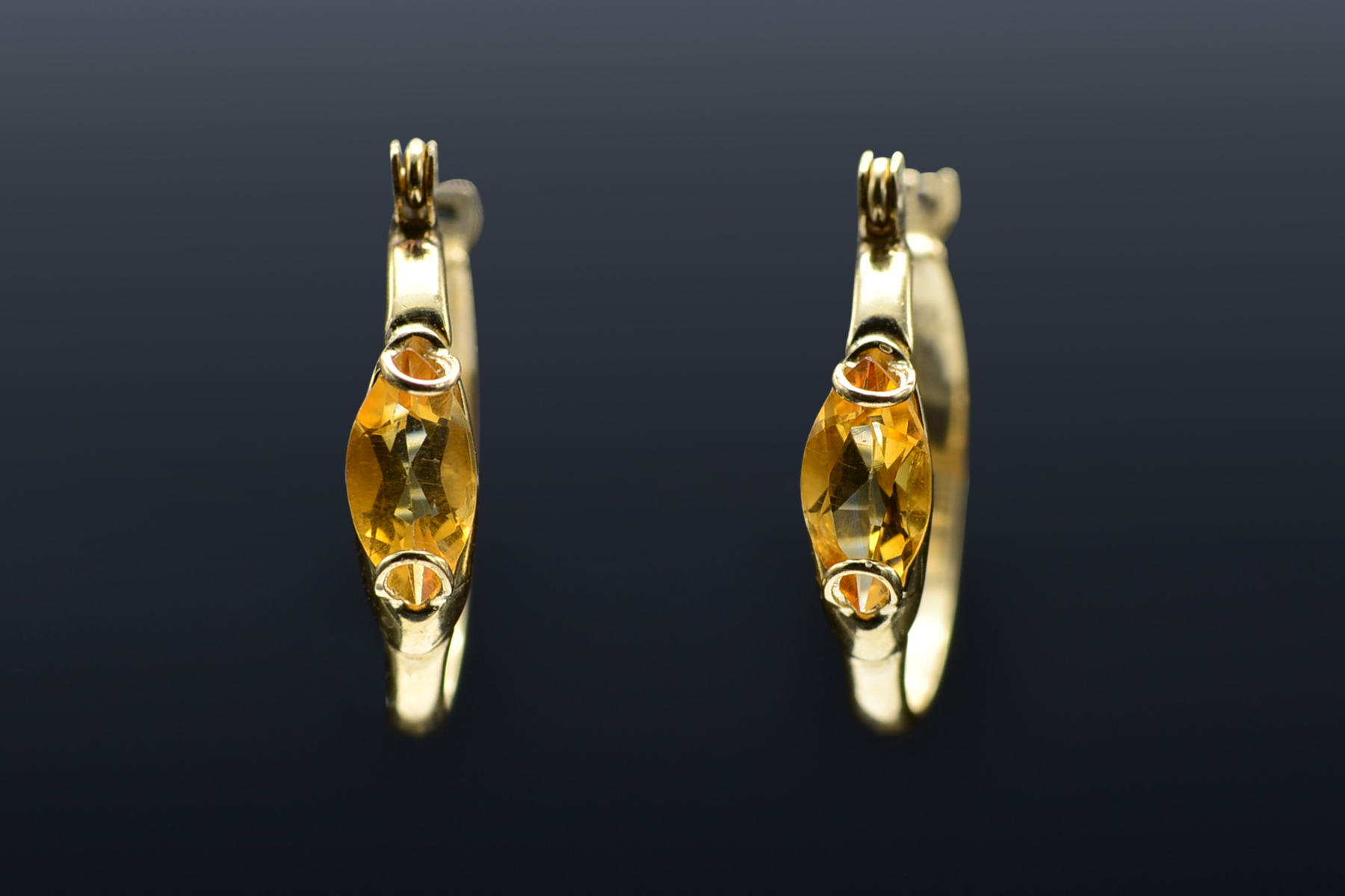 SOLD - The Nogales: Ladies 14K Yellow Gold Citrine Set Hoop Earrings - Image 5