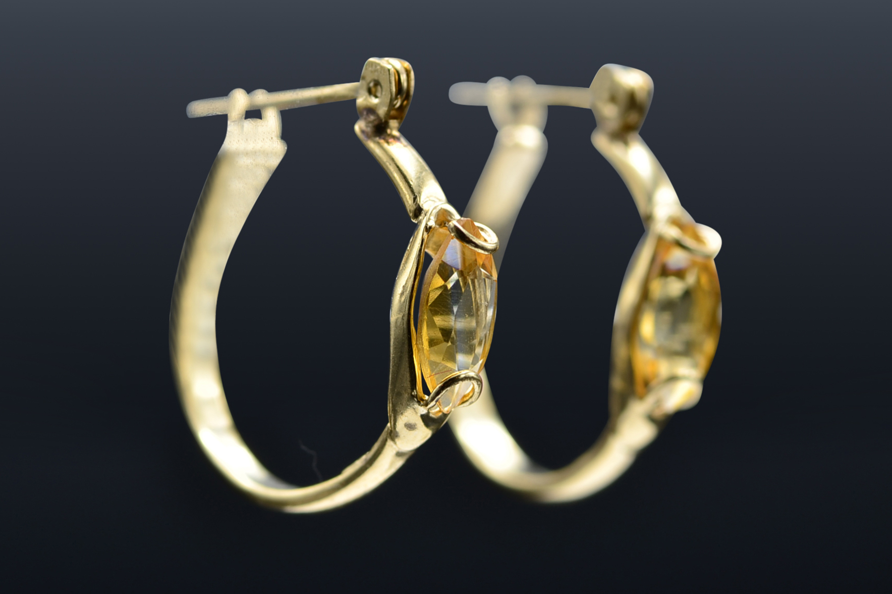 SOLD - The Nogales: Ladies 14K Yellow Gold Citrine Set Hoop Earrings - Image 6