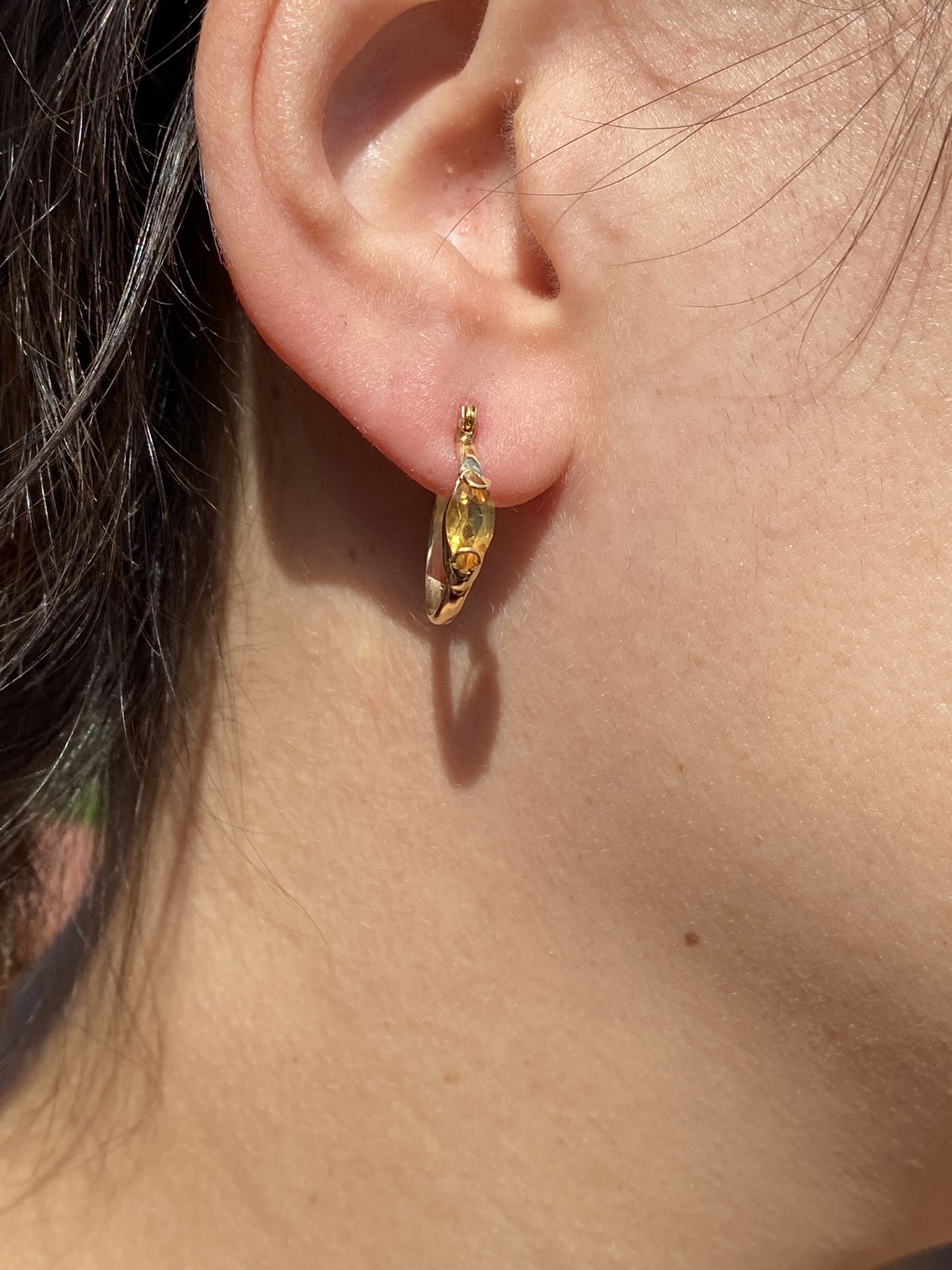 SOLD - The Nogales: Ladies 14K Yellow Gold Citrine Set Hoop Earrings - Image 8
