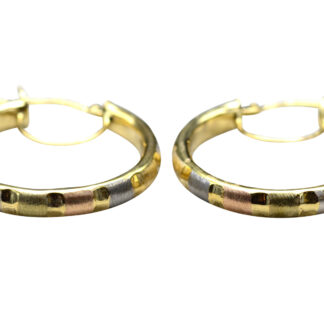 The Wendens:  Ladies 14K Tricolor 1" Hoop Earrings
