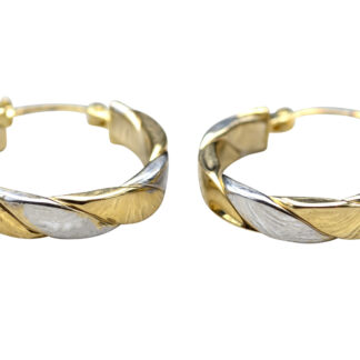 SOLD - The Antares:  Ladies 3/4" Tricolor 14K Gold Hoop Earrings