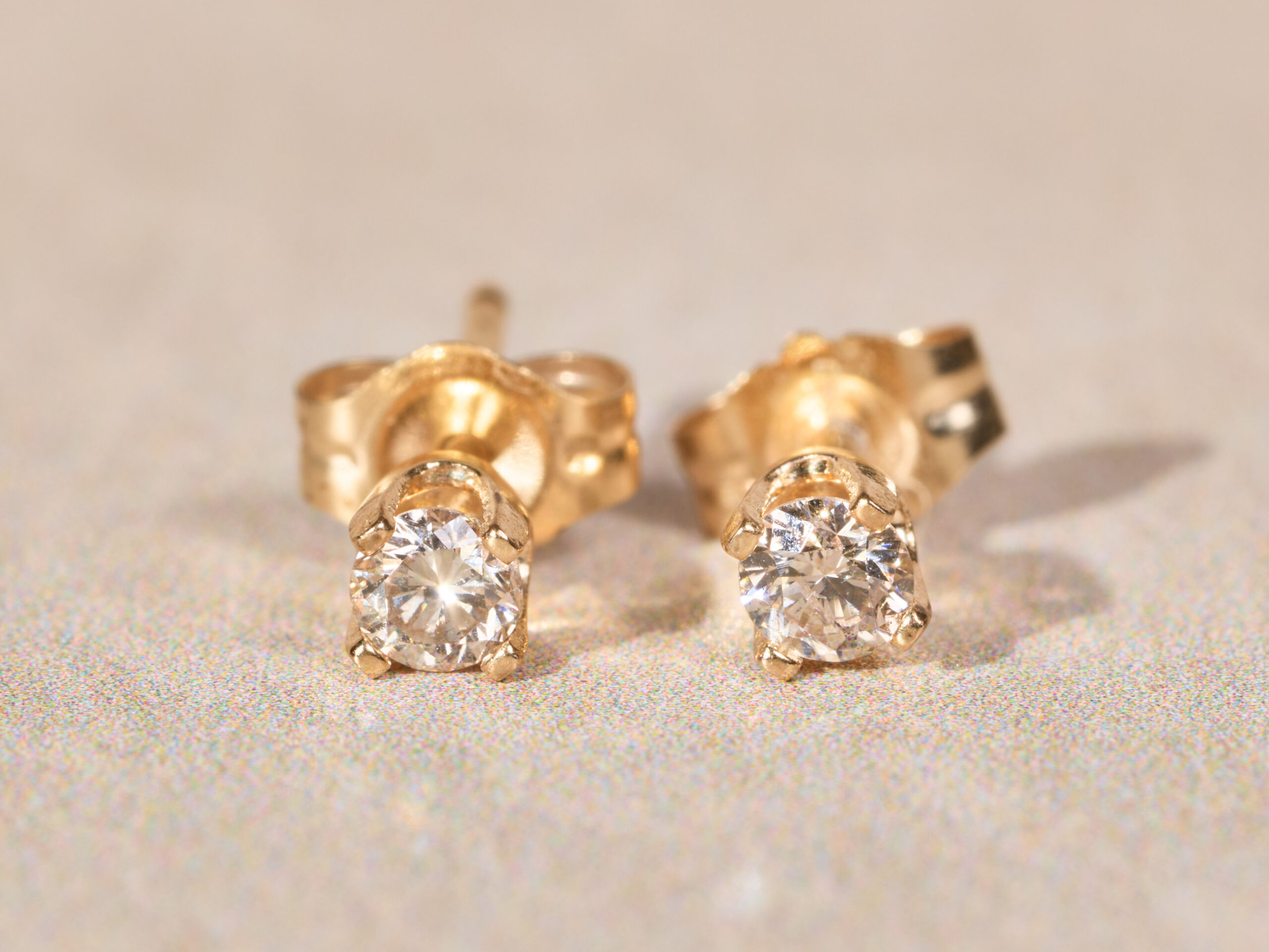 The Sherkstons: Ladies 14K Yellow Gold 0.16CTW Diamond Stud Earrings - Image 2