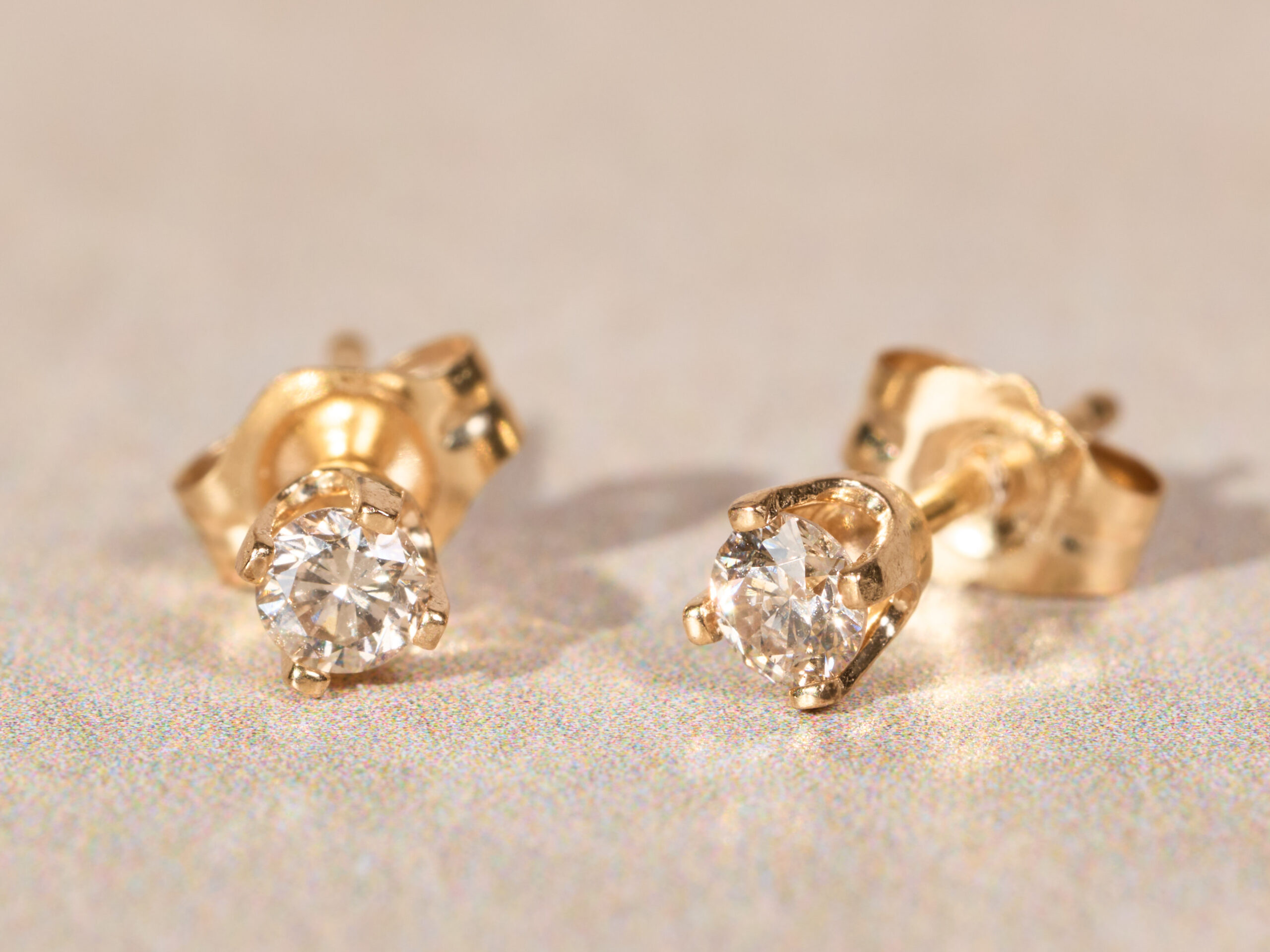 The Sherkstons: Ladies 14K Yellow Gold 0.16CTW Diamond Stud Earrings - Image 3