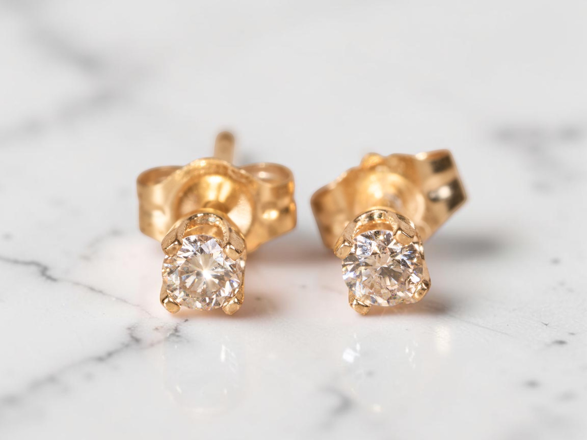 The Sherkstons: Ladies 14K Yellow Gold 0.16CTW Diamond Stud Earrings - Image 6