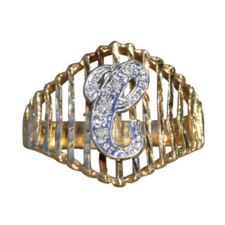 SOLD - The Cullman:  Ladies 14K Two Tone Initial C Diamond Ring