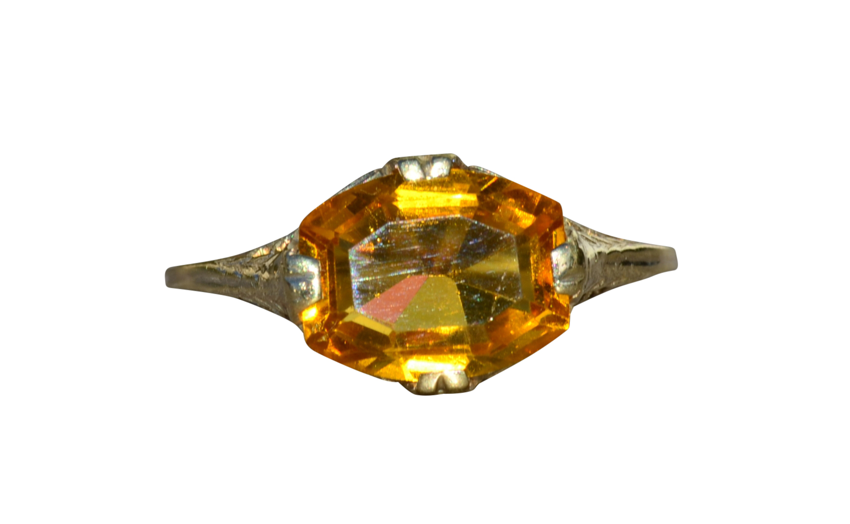 SOLD - The Trussville: Ladies Antique 14K Diffused Orange Sapphire Ring