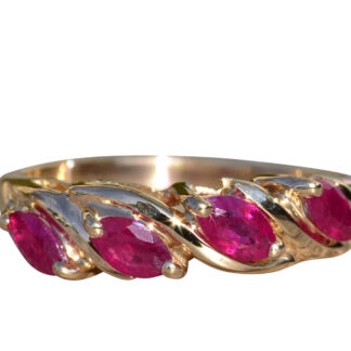 The Minette:  Ladies 14K Gold Band set with 1 CTW Ruby