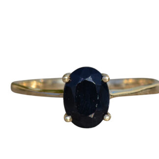 The Gardendale:  Ladies Yellow Gold 1.75 CT Midnight Black Sapphire Engagement Ring