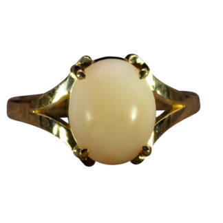 The Chalmette:  Ladies Yellow Gold Angel Skin Coral Ring