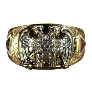 SOLD - The Amite City:  Men's 32nd Degree Masonic Cocktail Ring in Yellow Gold