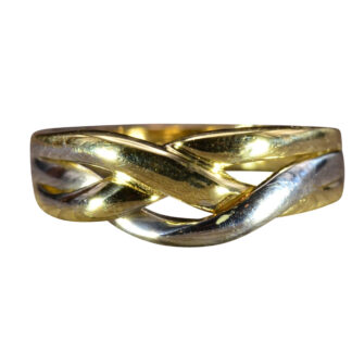 The Caddo Beach:  Ladies 14K Two Tone Crossover Band