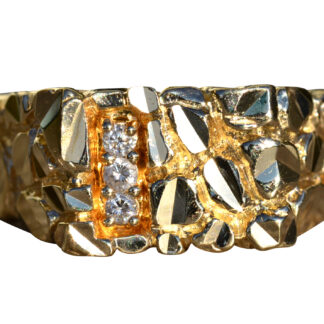 SOLD: The Rossville:  Men's Yellow Gold Nugget Cocktail Ring with Diamonds