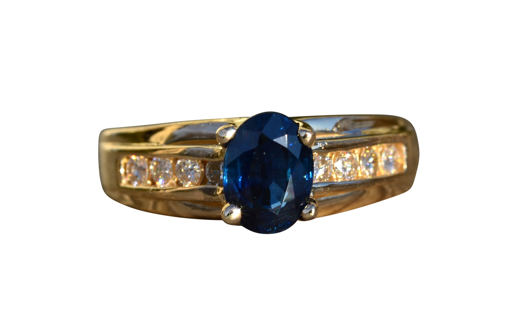 SOLD - The Piperton: Ladies 14K Engagement Ring set with Sapphire and Diamonds