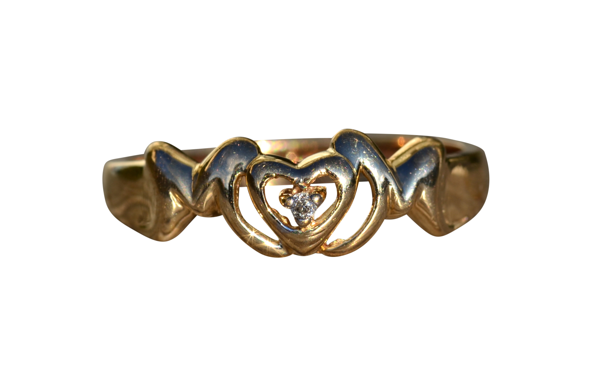SOLD - The Grainger: Ladies Yellow Gold Mom Ring set with Diamond