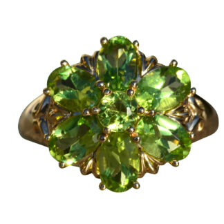 SOLD - The Lenoir City:  Ladies 14K Yellow Gold and Peridot Cocktail Ring