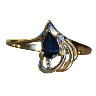 The Saulsbury: Ladies 14K Gold Sapphire and Diamond Cocktail Ring
