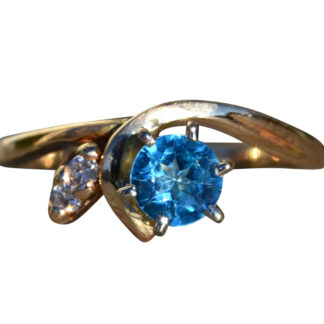 The Huntsville:  Ladies Vintage Topaz and Diamond Ring in 14K Yellow Gold