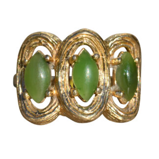 The South Vinemont:  Ladies Mid Century 14K Cocktail Ring set with Jade