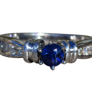 The Hatton:  Ladies Platinum Engagement Ring set with Sapphire and Diamonds