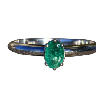 The Attalla:  Ladies White Gold and Emerald Engagement or Promise Ring