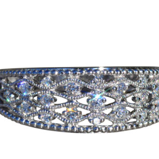 The Moulton:  Ladies 14K White Gold and Diamond Wide Band