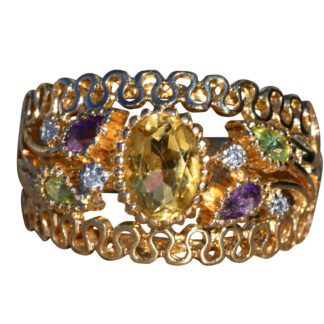 The Repton:  Ladies Adwar Signed 14K Multi-Stone Cocktail Ring