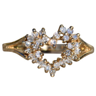 SOLD - The Loxley:  Ladies Yellow Gold Diamond Heart Ring