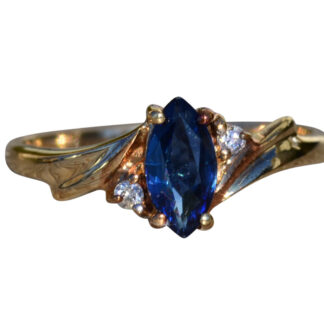 SOLD - The East Brewton:  Ladies 14K  0.75 CT Sapphire and Diamond Ring