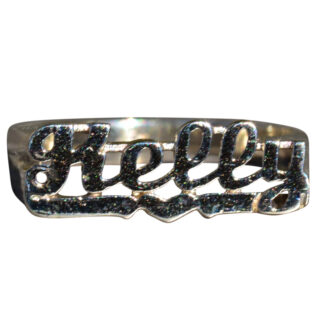 SOLD - The Kelly:  Ladies 14K White Gold Kelly Name Ring