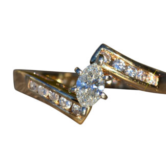 The Brookwood:  Ladies 14K Bypass Style Diamond Engagement Ring