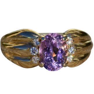 The Castleberry:  Ladies 14K Gold Amethyst and Diamond Ring