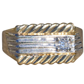 The New Brockton:  Gentleman's 14K Two Tone Diamond Cocktail Ring