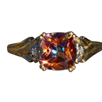 SOLD - The Belgreen:  Ladies Yellow Gold Mystic Topaz and Diamond Ring