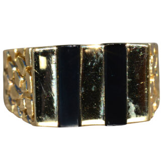 The Bristow Cove:  Men's 14K Gold and Onyx Nugget Style Cocktail Ring