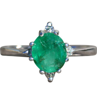 The Goodwater:  Ladies 14K Emerald and Diamond Engagement Ring