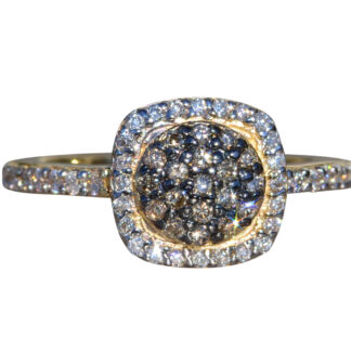 The Luverne:  Ladies 14K Yellow Gold Diamond Halo Ring